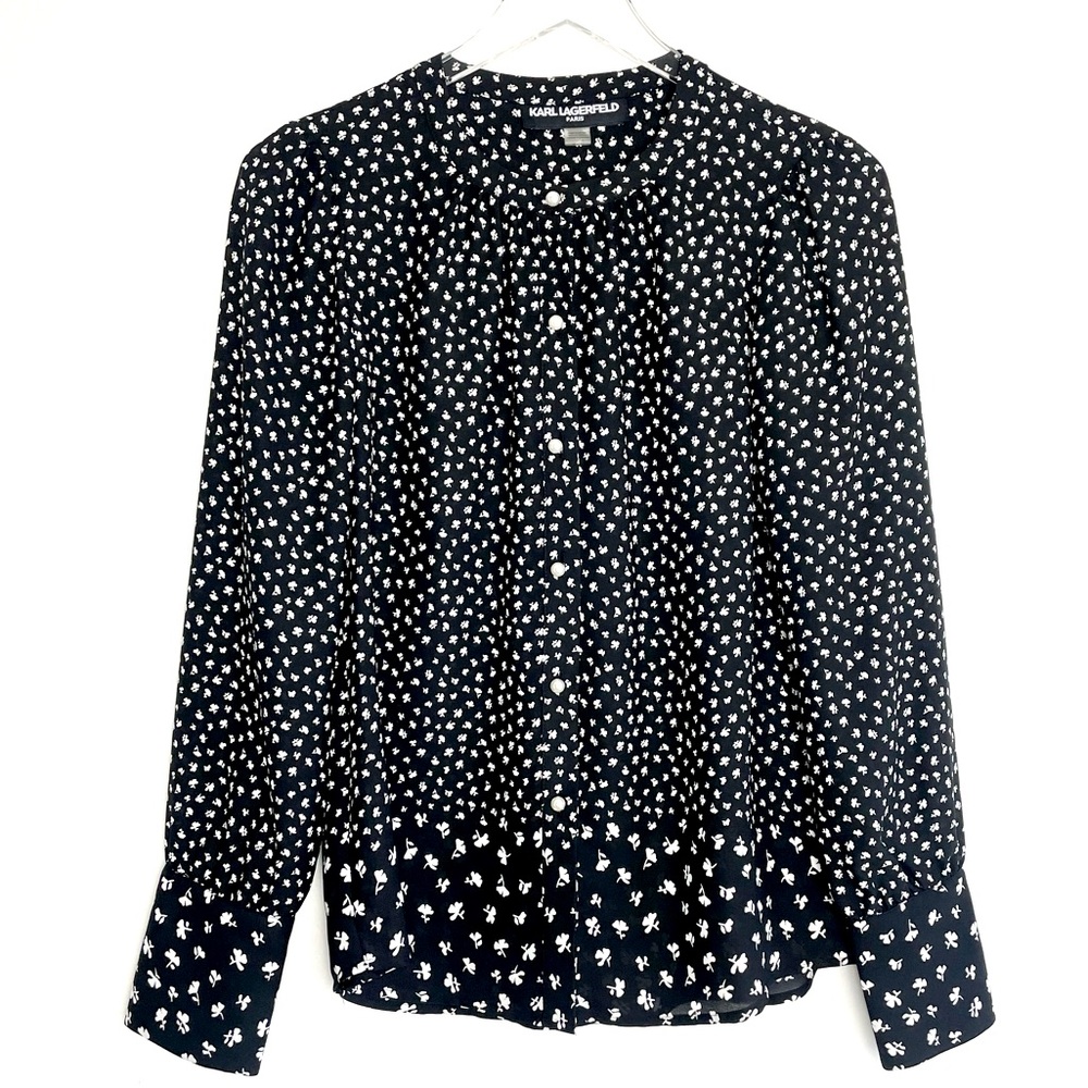 Karl Lagerfeld Floral Button Down Blouse
